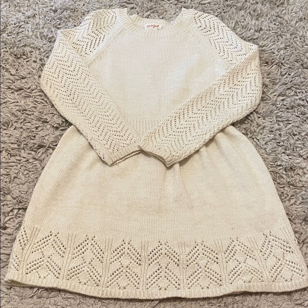 Cat & Jack Cream Sweater Dress, Size M (7/8)